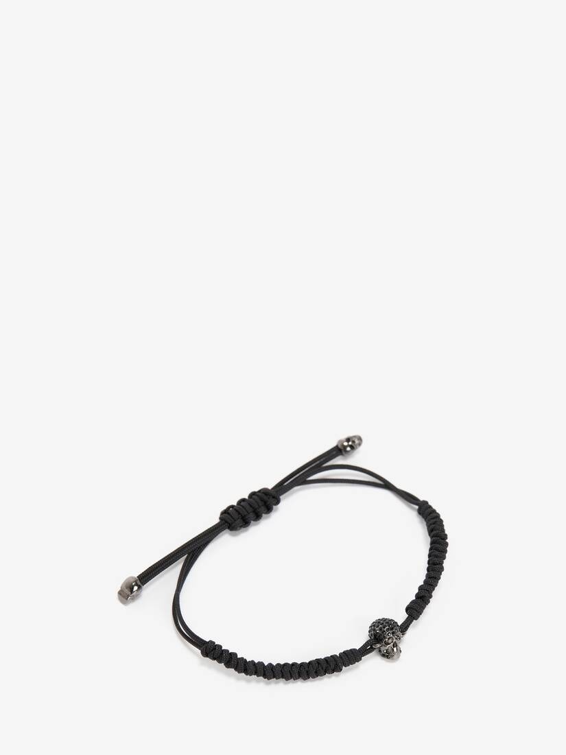 Men's Pavé Skull Friendship Bracelet in Black - 2