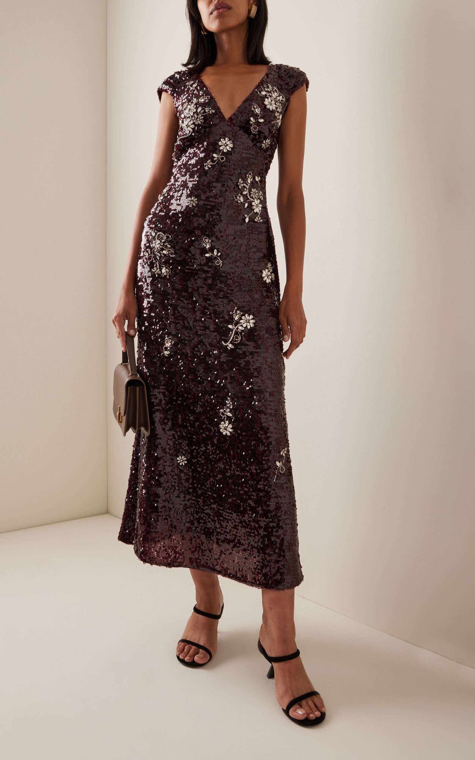 Sequined Midi Dress burgundy - 2