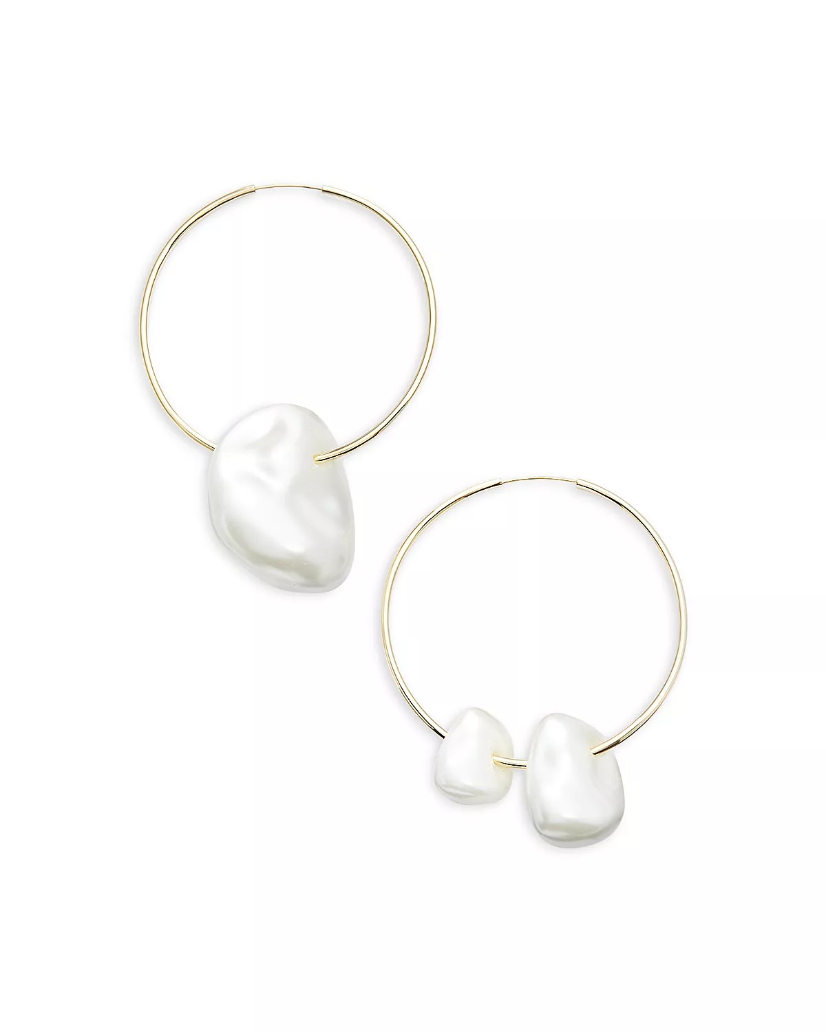 Juno Cultured Freshwater Pearl Charm Hoop Earrings in Gold Tone - 1