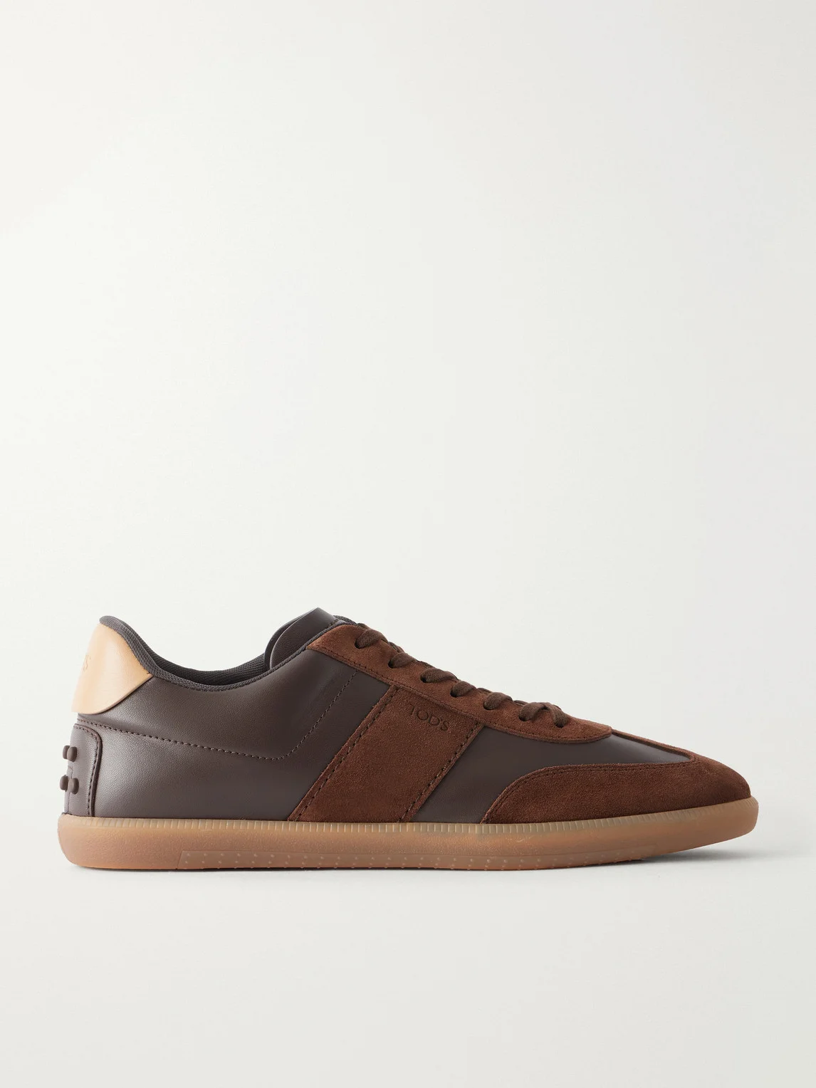Suede-Trimmed Leather Sneakers - 1