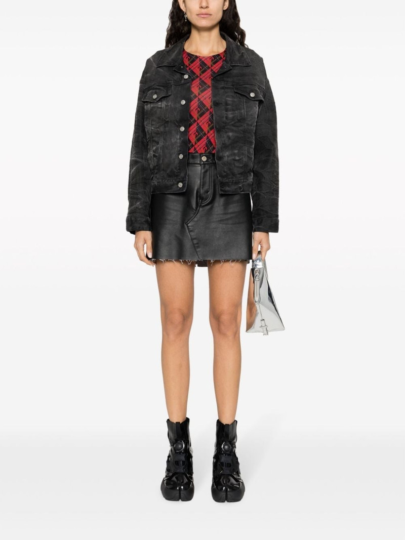 Junya Watanabe raw-cut faux-leather miniskirt outlook
