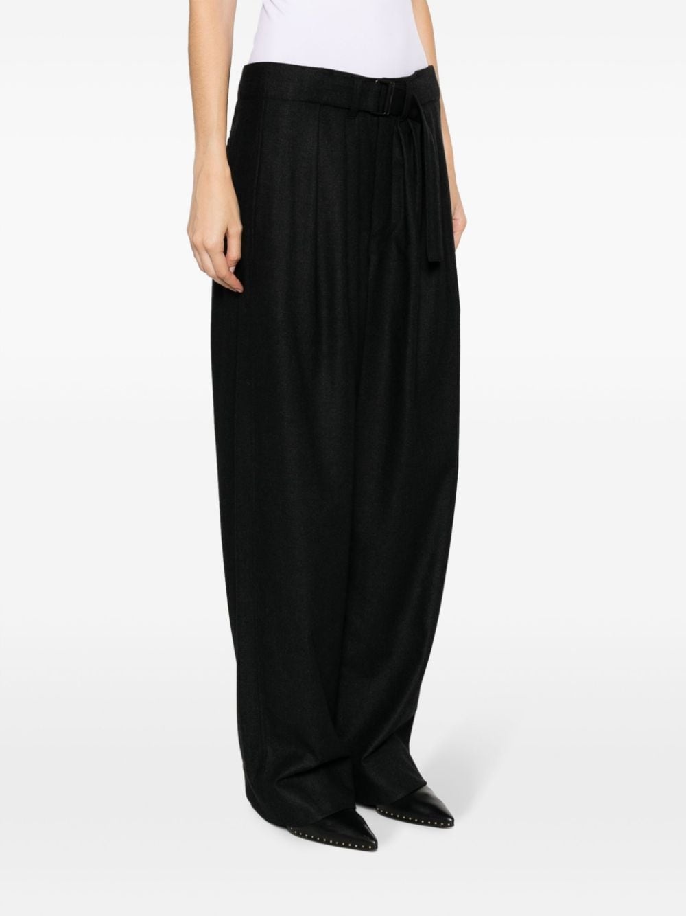 belted pleated cashmere-blend trousers - 3