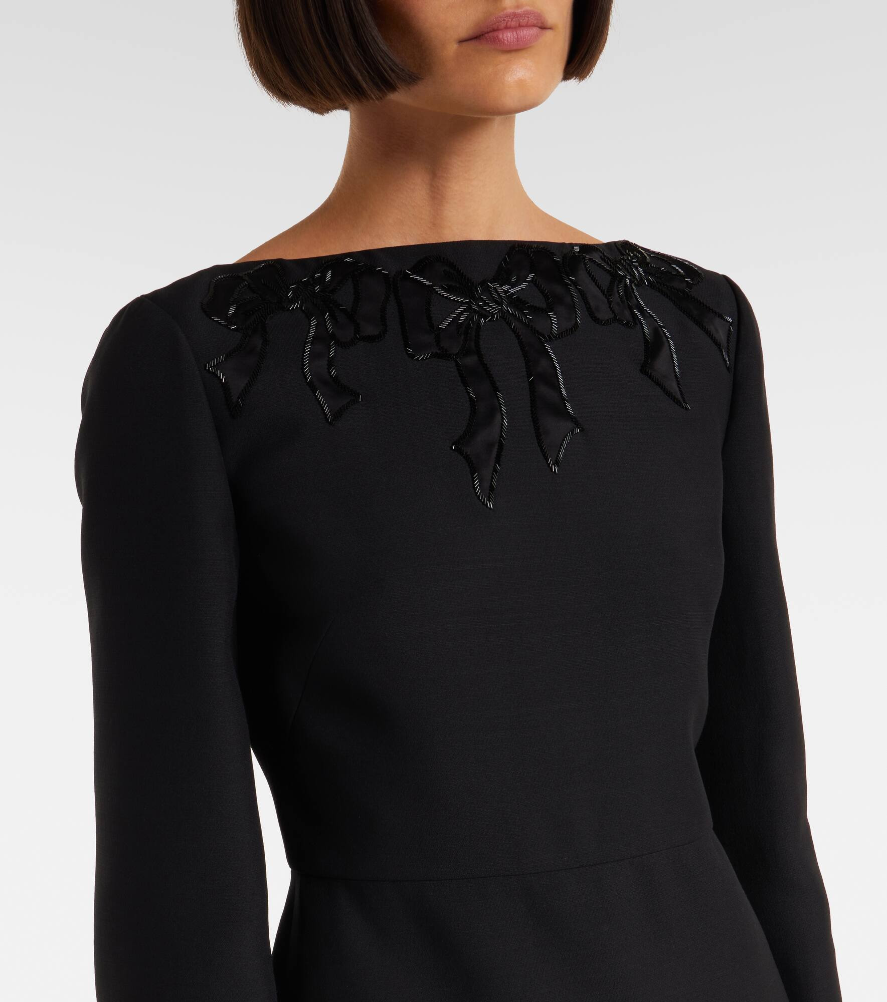 Embroidered wool and silk midi dress - 4