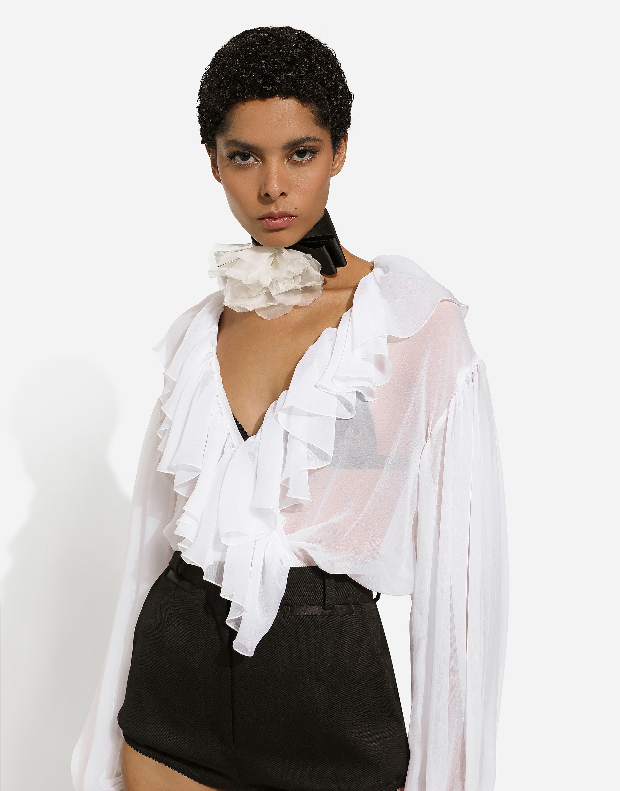 Chiffon blouse with ruffles - 7