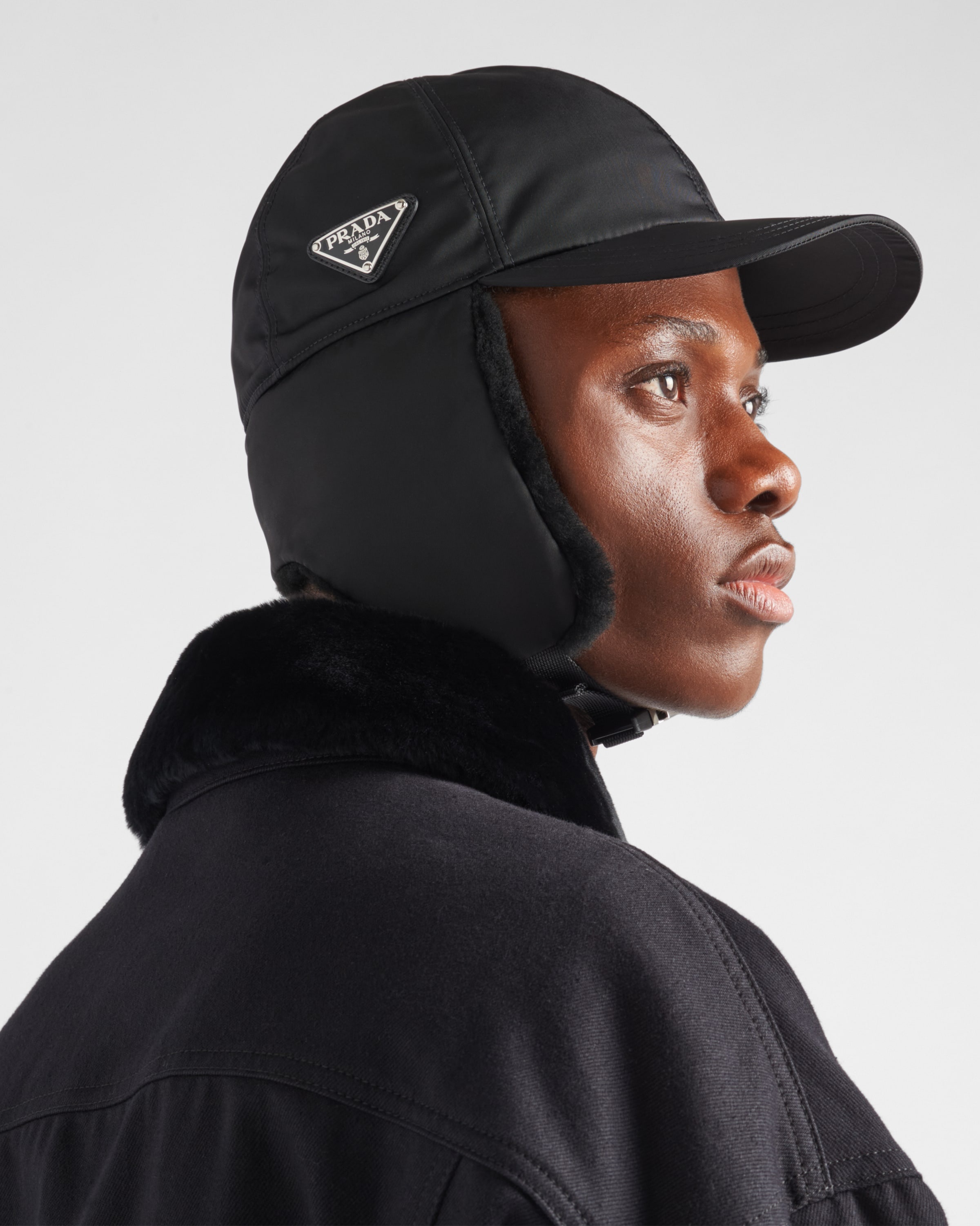 Re-Nylon and shearling hat - 2