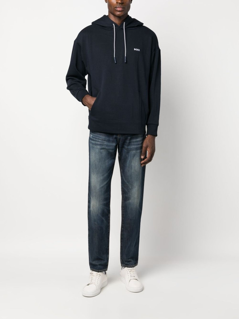 BOSS logo-embroidered drawstring hoodie outlook
