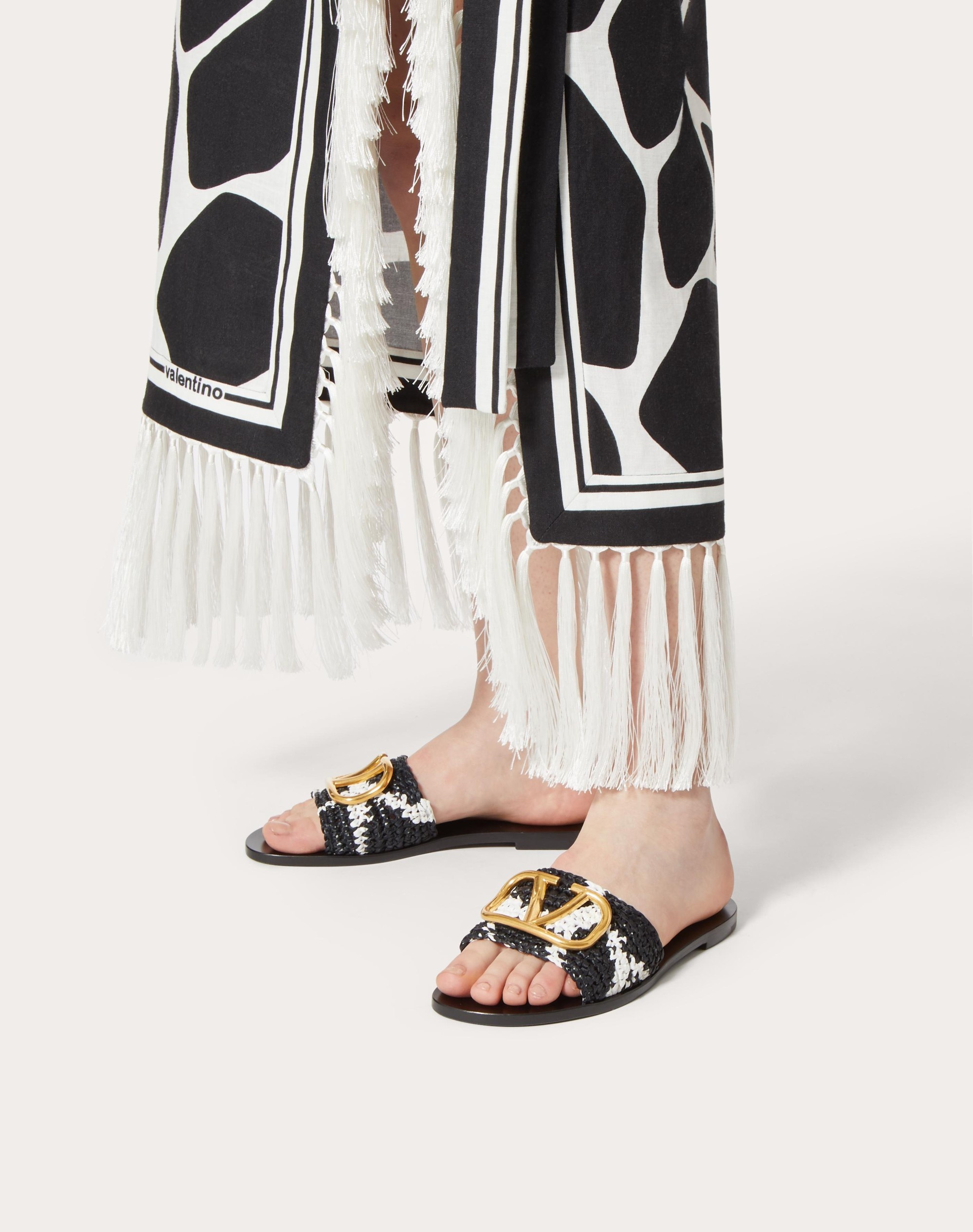 RAFFIA SLIDE SANDAL WITH GIRAFFA RE-EDITION PATTERN - 6