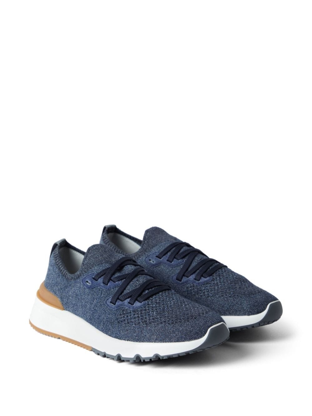 mesh knitted lace up sneakers - 2