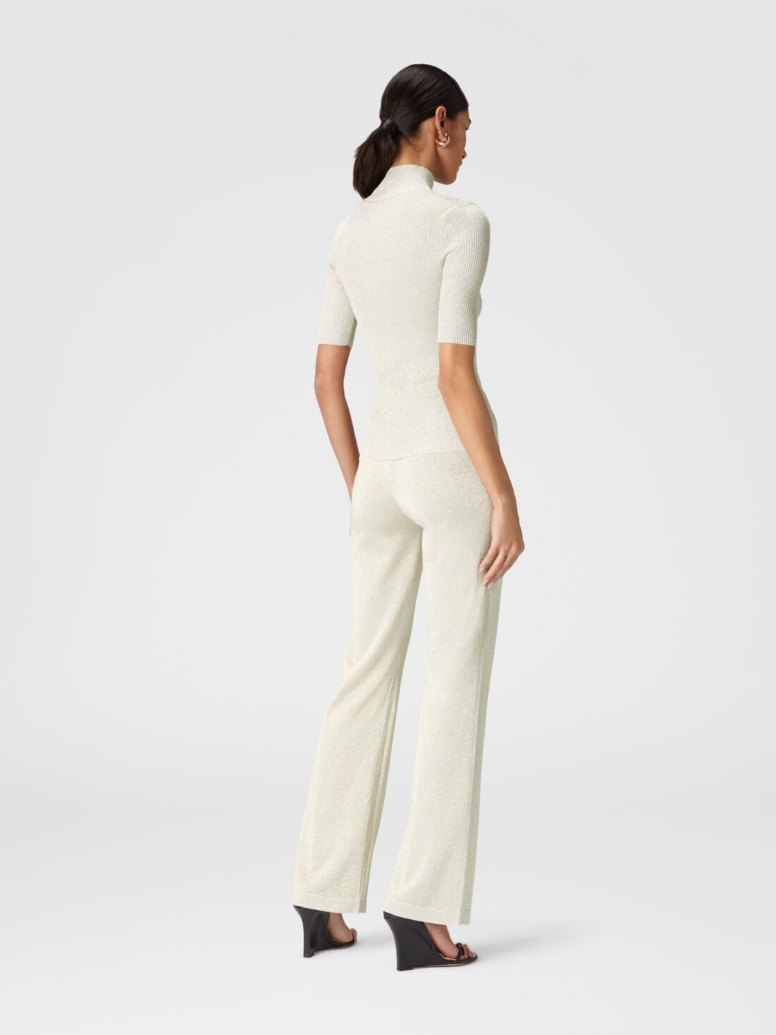 Short-sleeved turtleneck in glitter-effect viscose - 3