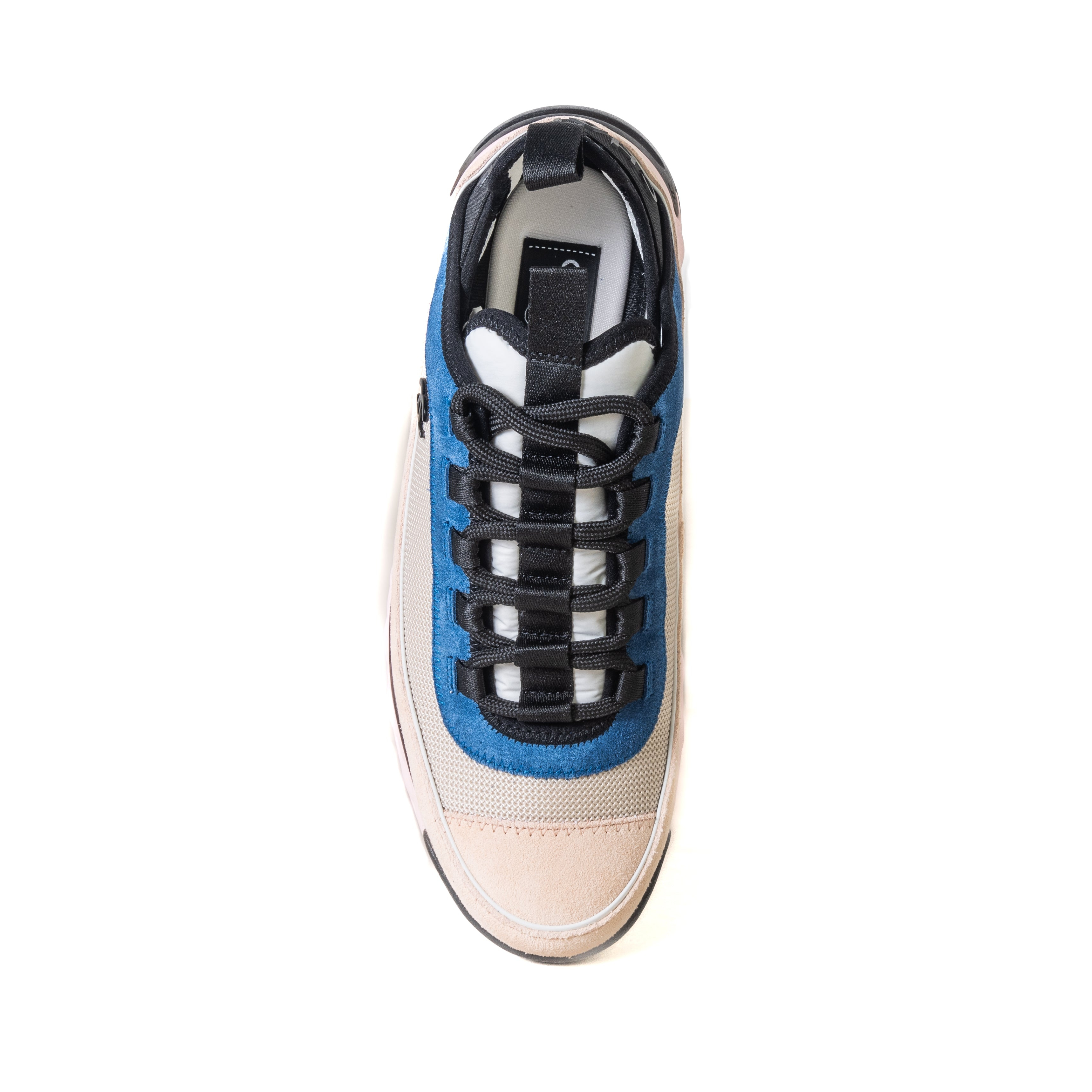 Chanel Suede Calfskin Fabric Sneakers Light Pink Beige Blue - 4