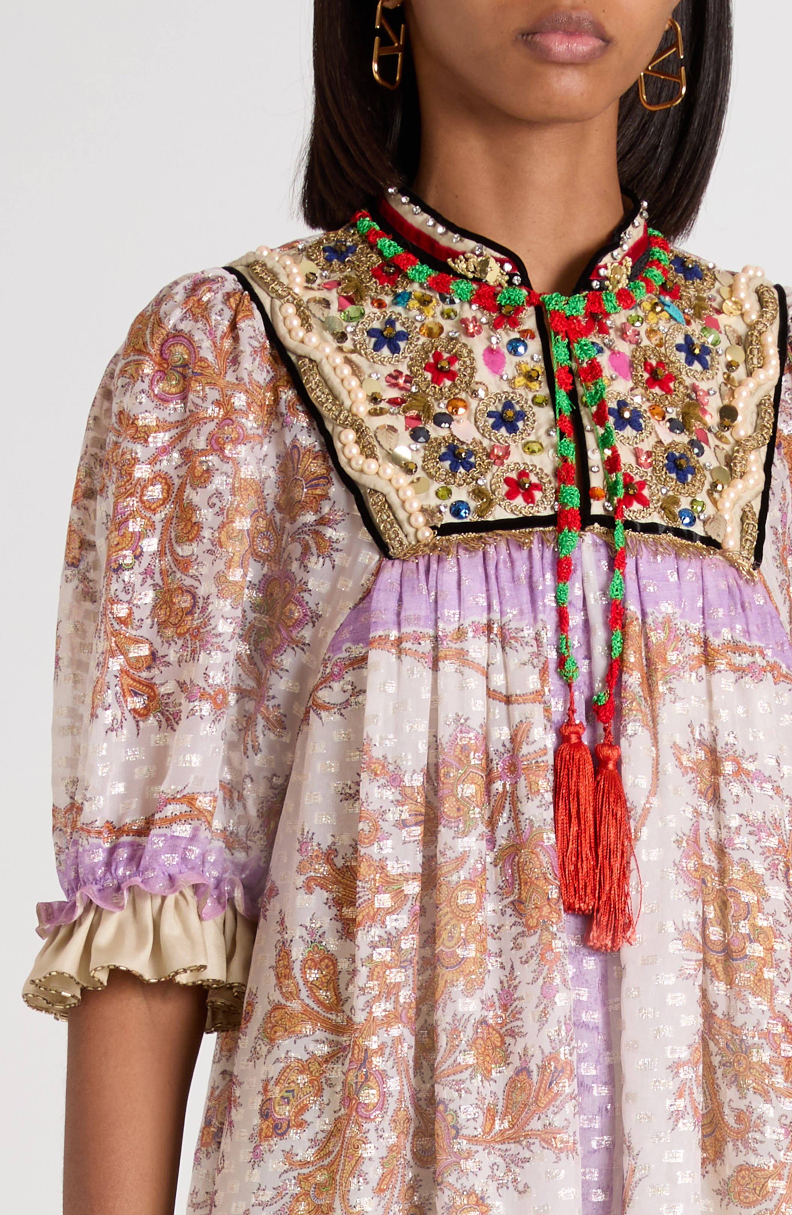 Valentino Garavani Embroidered Voyage Imaginaire Silk Georgette Dress in Purple Multi at Nordstrom - 4