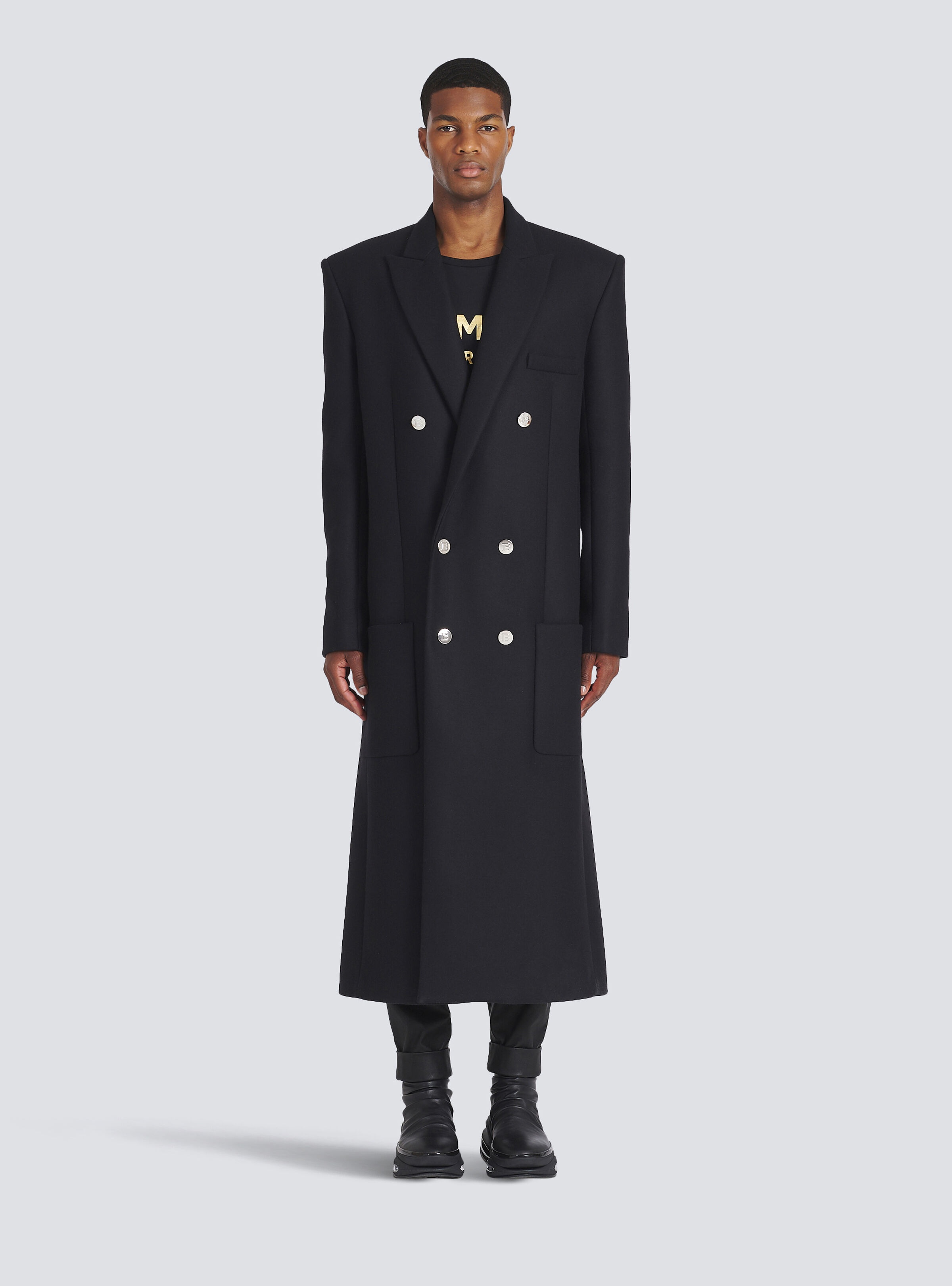 Long asymmetrical wool coat - 3
