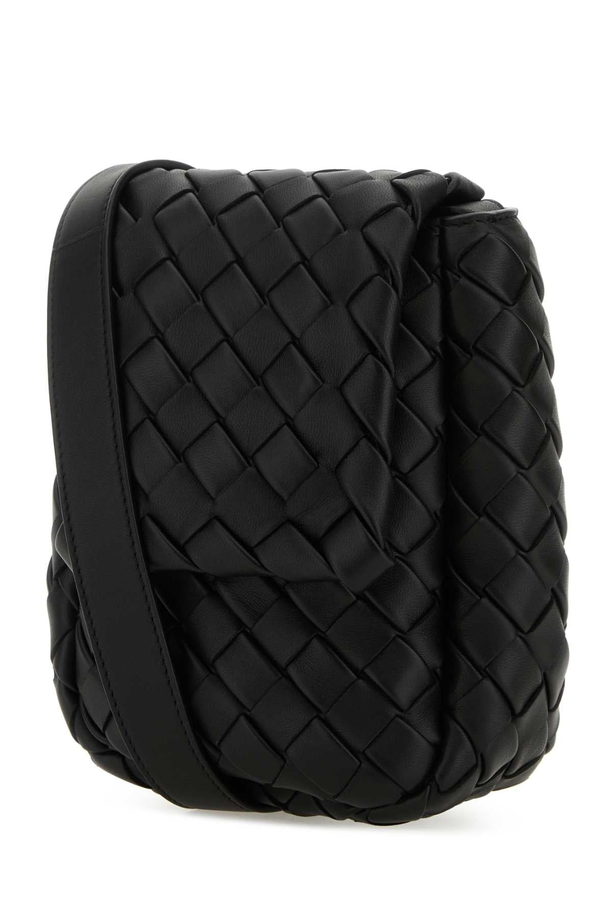 Bottega Veneta Men Black Leather Crossbody Bag - 2