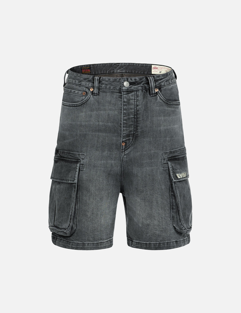 SEAFULL AND LOGO FLAG PRINT FASHION FIT DENIM CARGO SHORTS 1