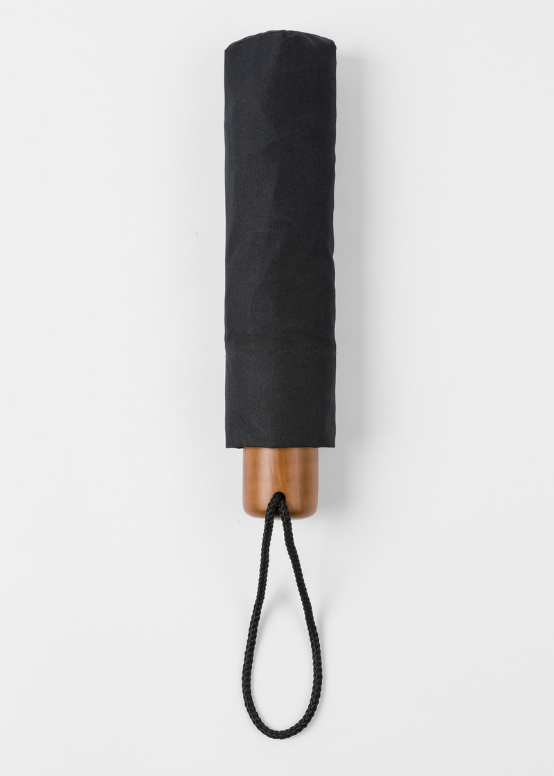 Black Telescopic Umbrella With 'Signature Stripe' Trims 3