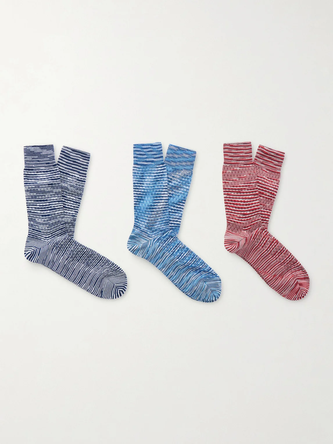 Three-Pack Crochet-Knit Cotton-Blend Socks - 1