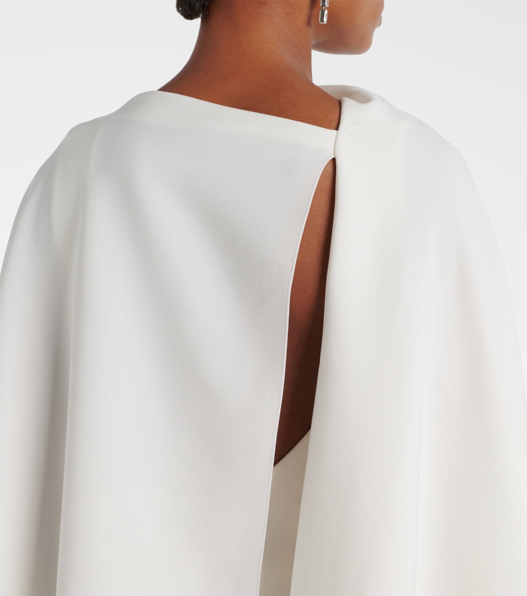 Bridal Demetria caped crêpe midi dress - 7