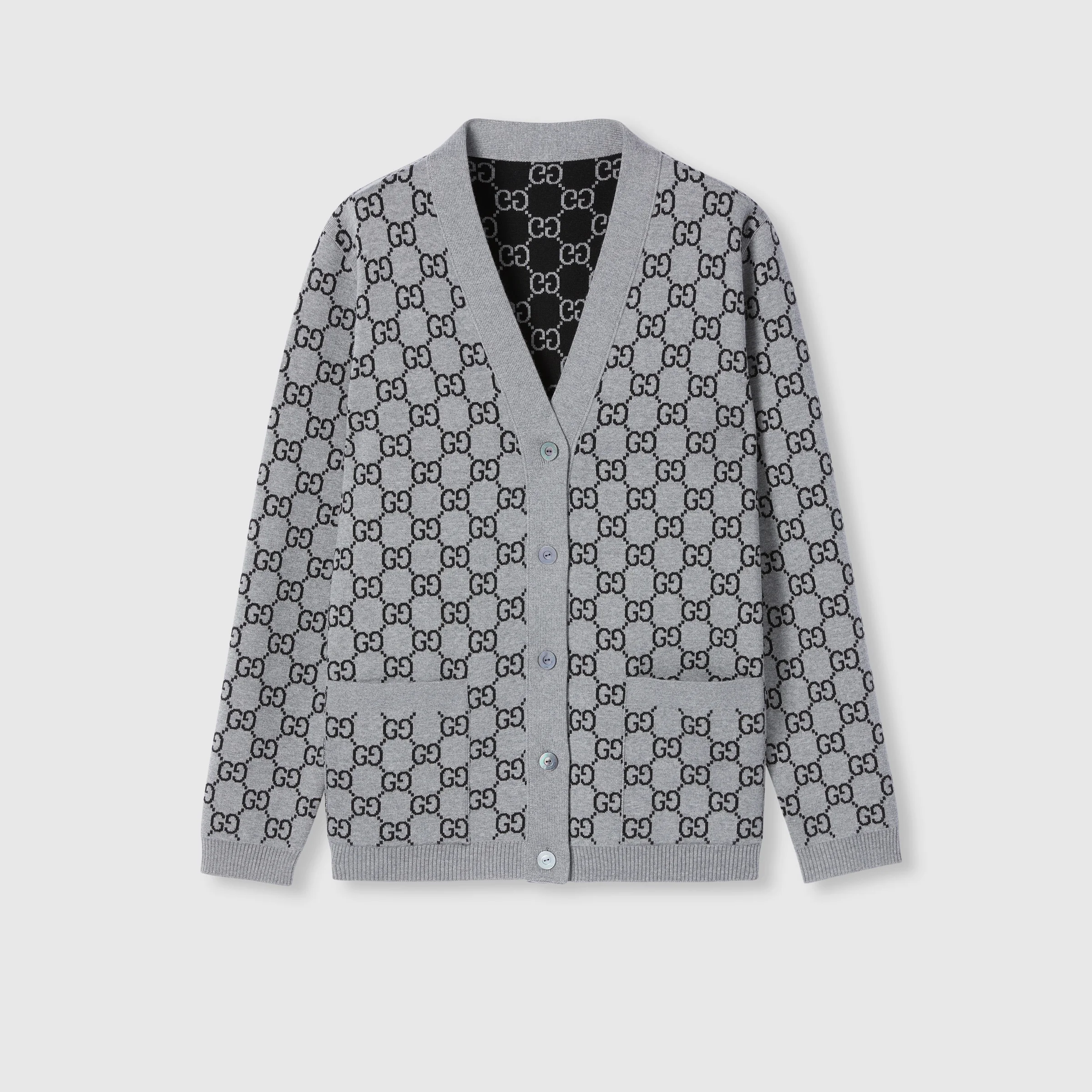Reversible GG wool jacquard cardigan - 1