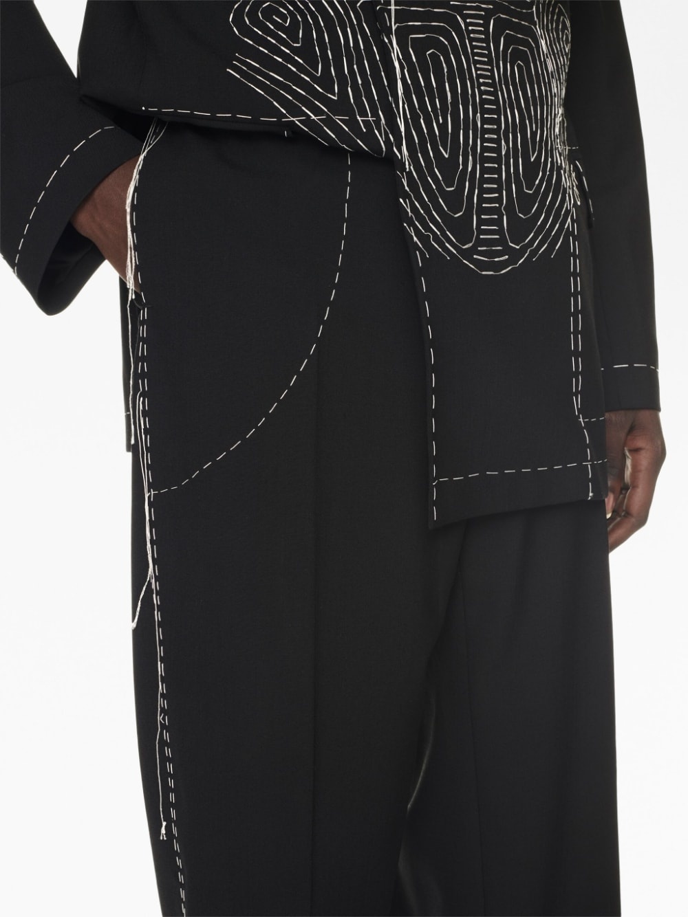 Runway contrast-stitching tailored trousers - 5