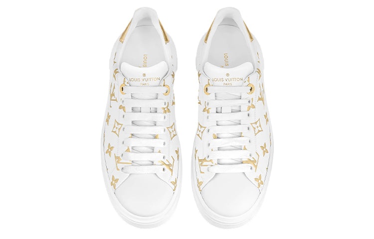 (WMNS) LOUIS VUITTON Time Out Sneakers 'White with Gold Monogram' 1A8TAA - 4