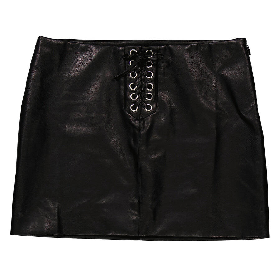 Rotate Birger Christensen Ladies Black Textured Lace-Up Miniskirt - 5