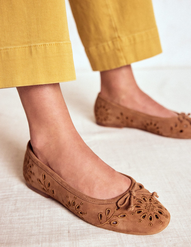 BODEN Cut Out Ballet Flats-Gingersnap outlook