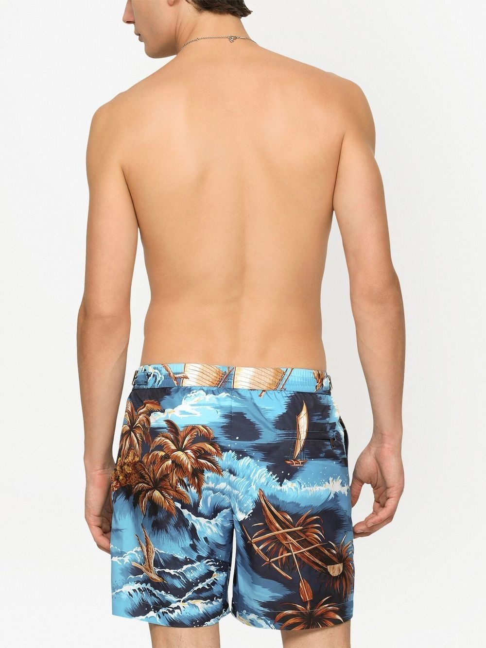 sea-print buttoned swim shorts - 4