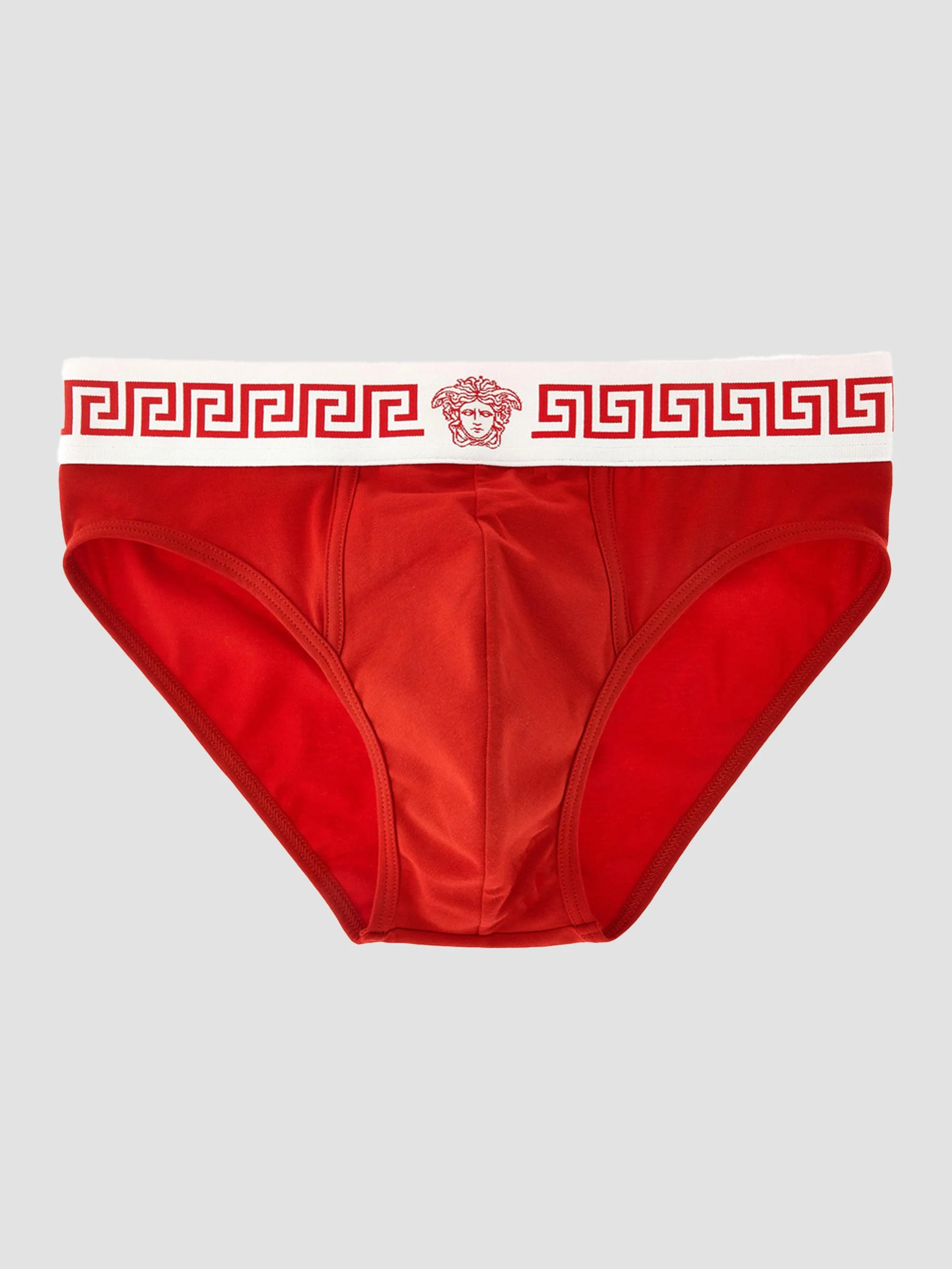 Men's Medusa Head Greco-Trim Jersey Brief - Rosso Bianco Rosso - 1