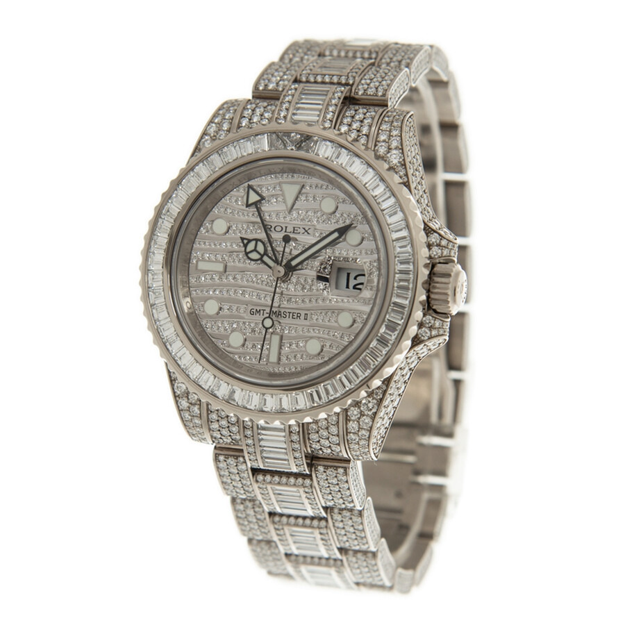 Rolex GMT Master II Diamond Automatic 18kt White Gold Set With Diamonds Men's Watch 116769TBR - 3