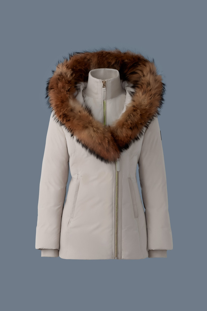 ADALI down coat with natural fur Signature Mackage Collar 1