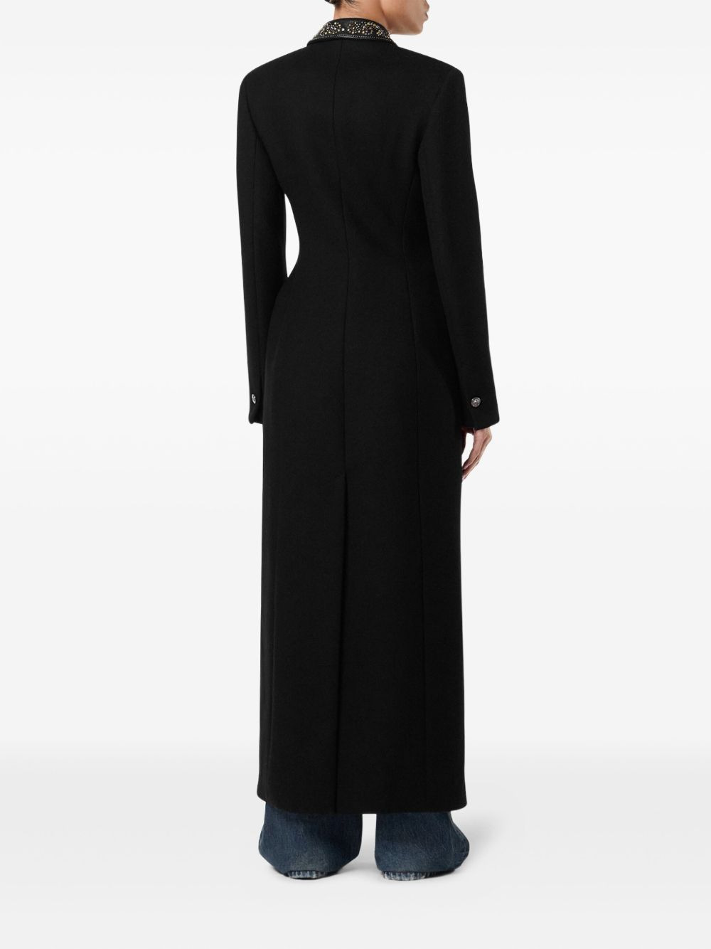 embellished-collar coat - 4