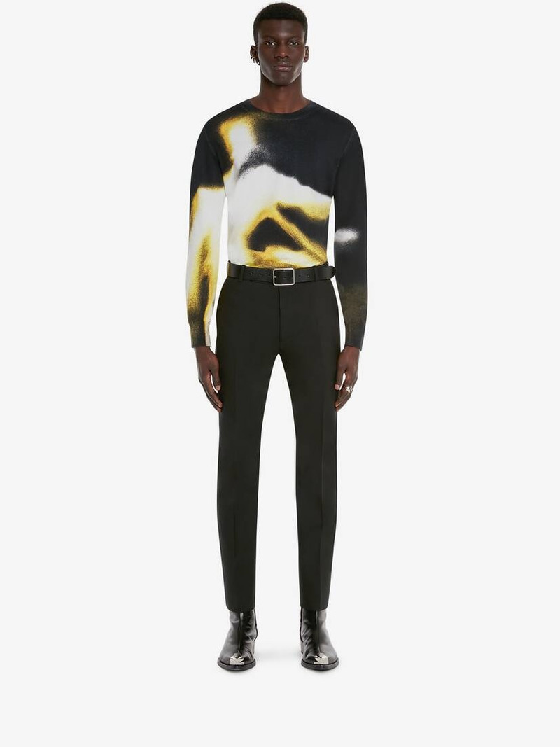 Alexander McQueen Men's Mercerised Cotton Silhouette Jumper in Black/pop Yellow outlook