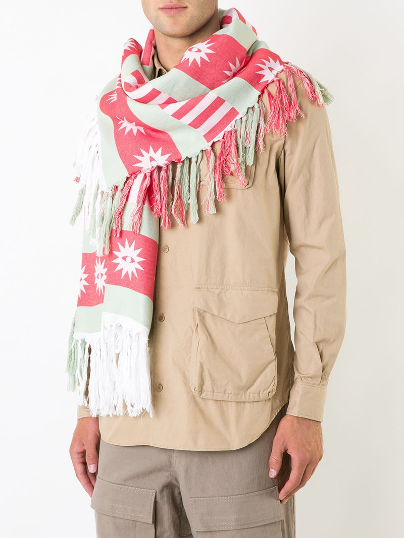 UNDERCOVER printed frayed scarf outlook
