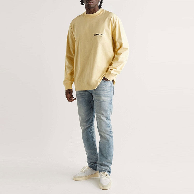 Fear of God Essentials SS22 Appliqud Logo-Print Cotton-Jersey T-Shirt Cream FOG-SS22-004 - 2
