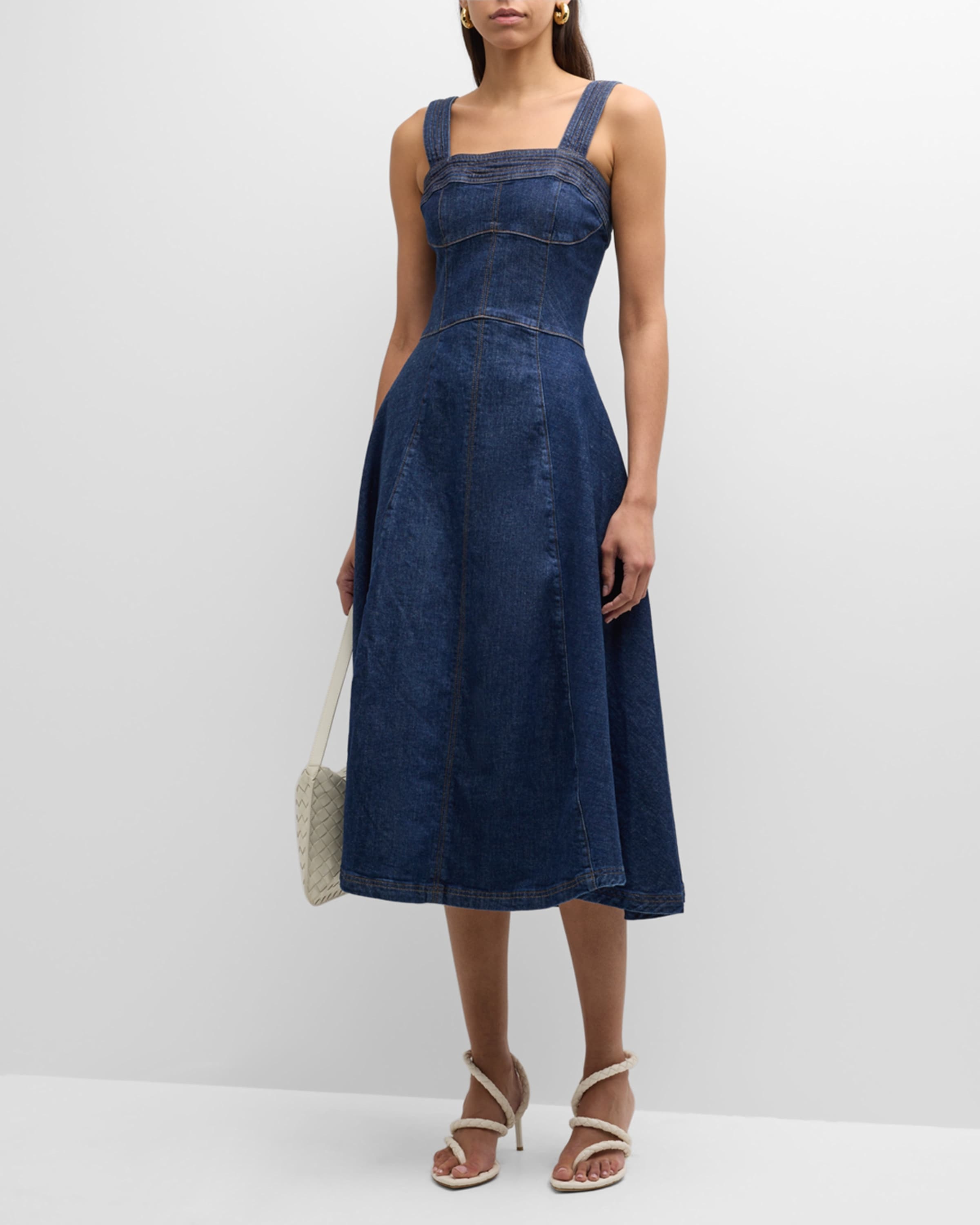 Cici Bustier Denim Pinafore Midi Dress - 2