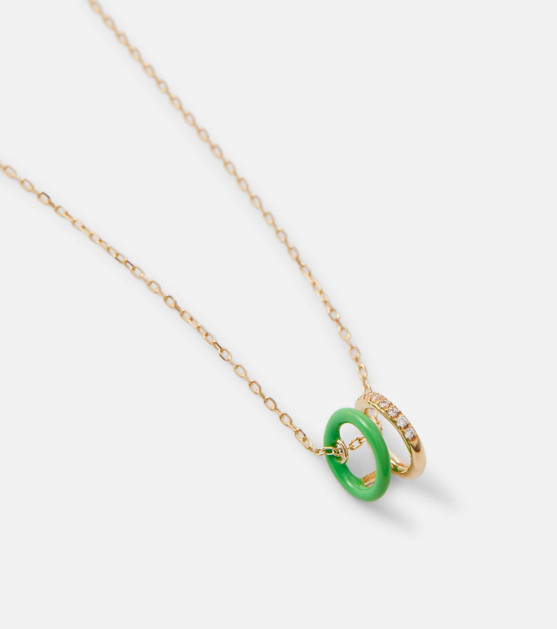 18kt gold necklace with diamonds and enamel - 6