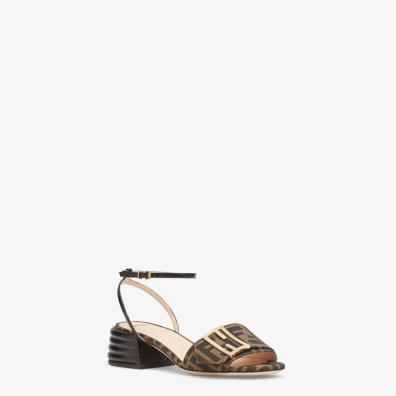 FENDI Brown fabric sandals outlook