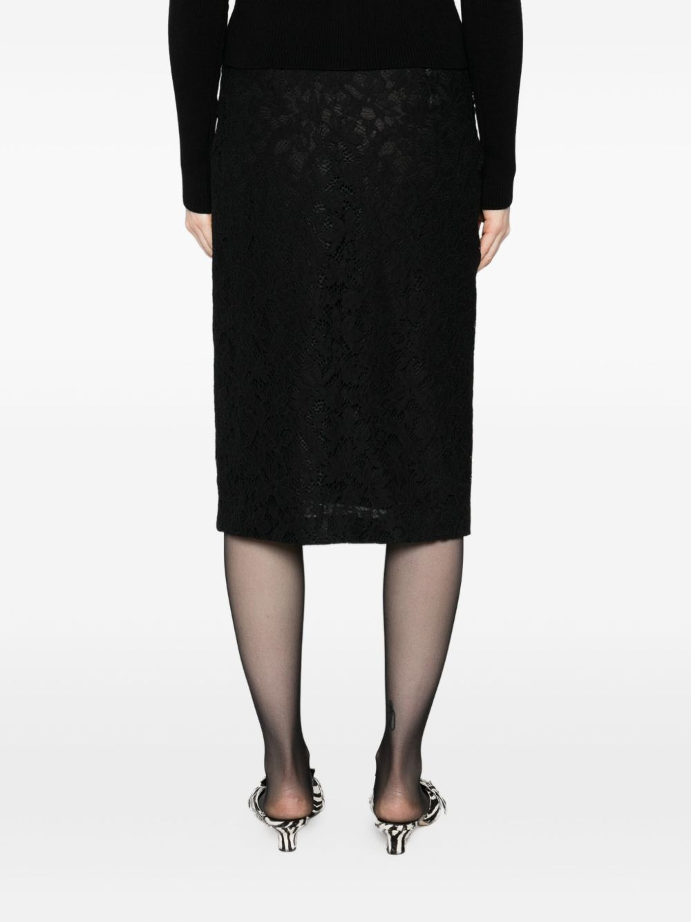 lace-floral midi skirt - 4