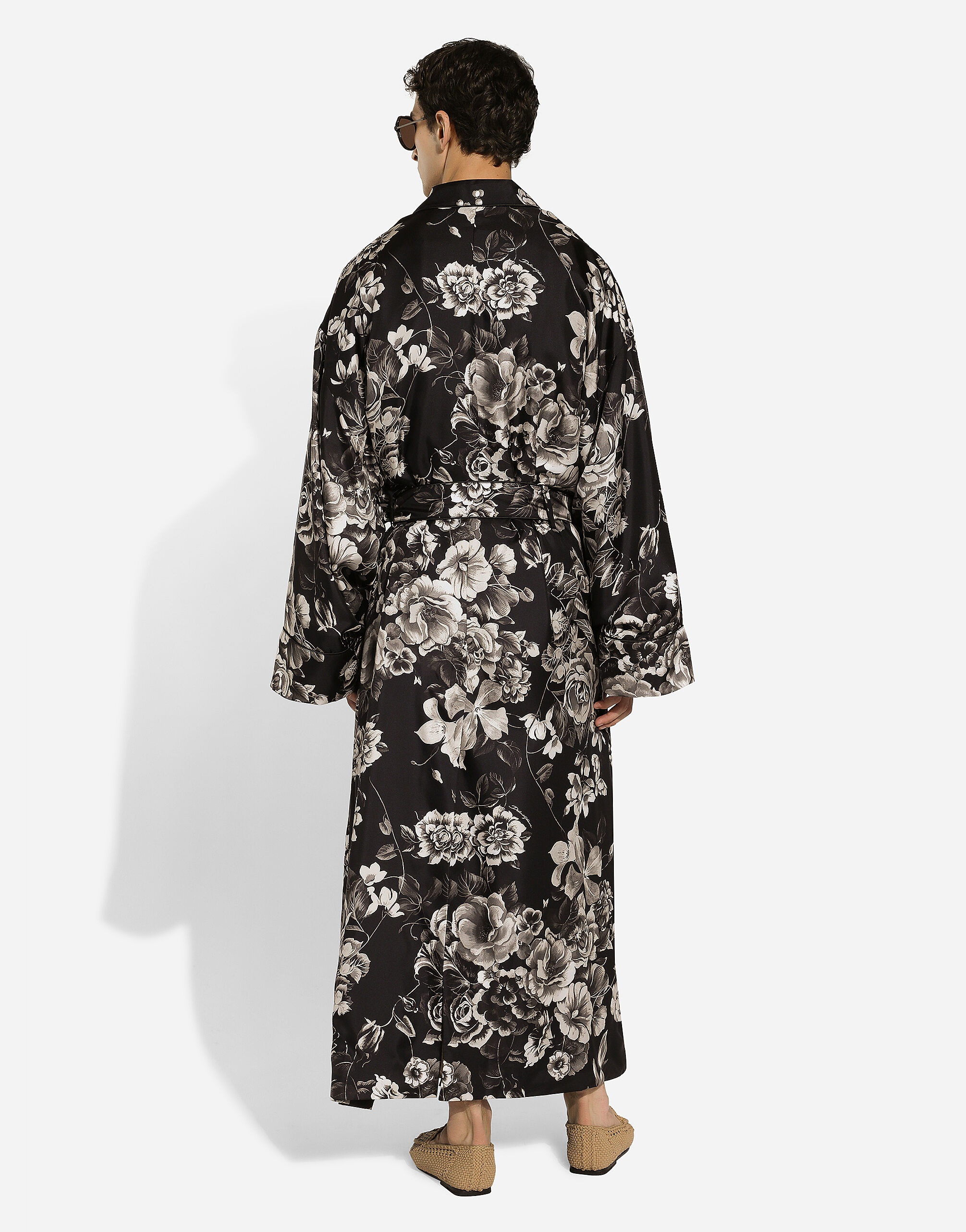 Floral-print silk twill robe - 3