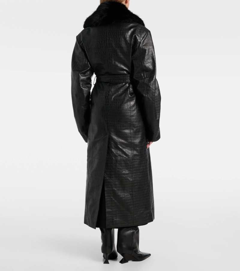 Croc-effect leather coat 3