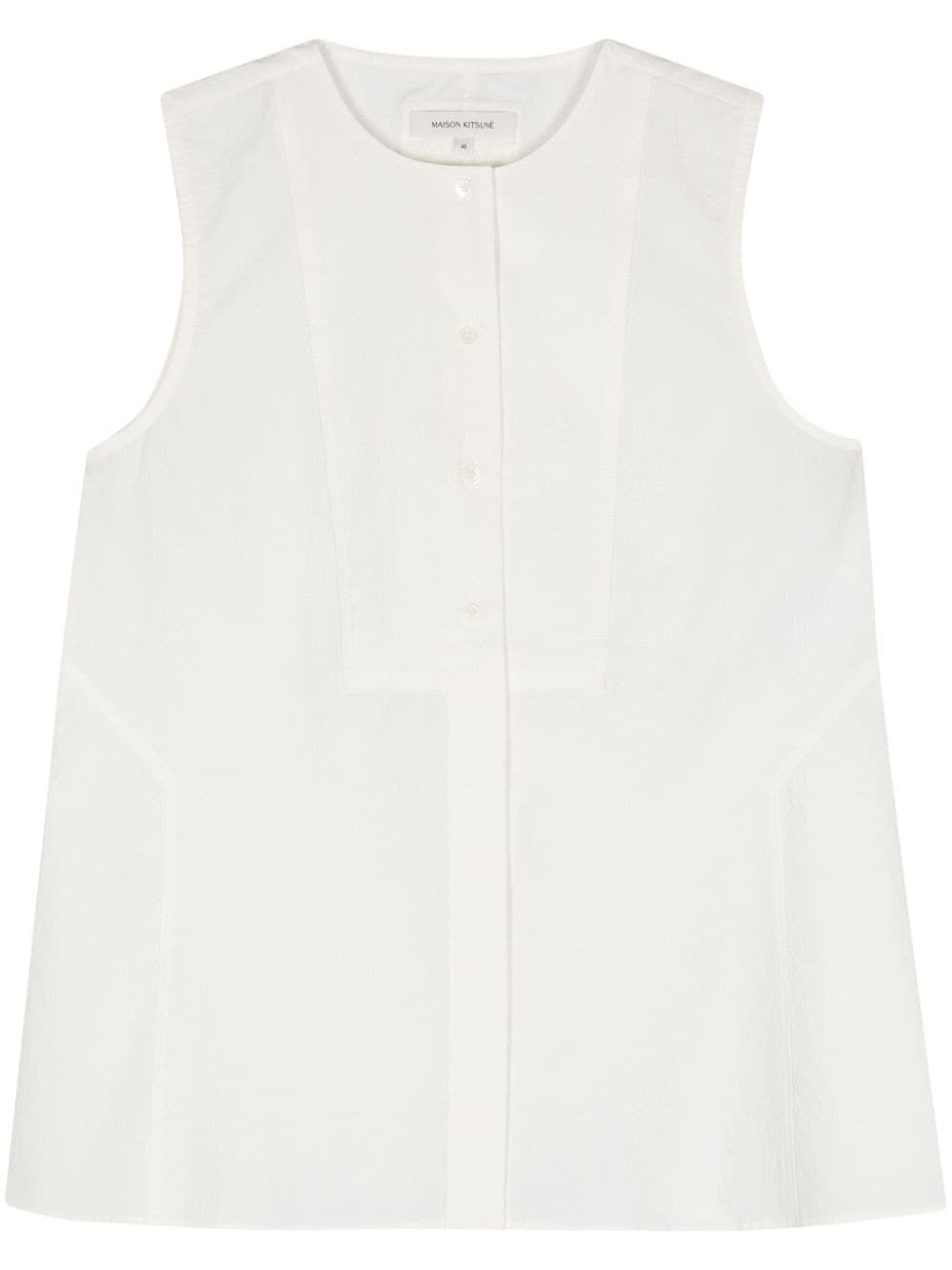 crinkled sleeveless shirt - 1