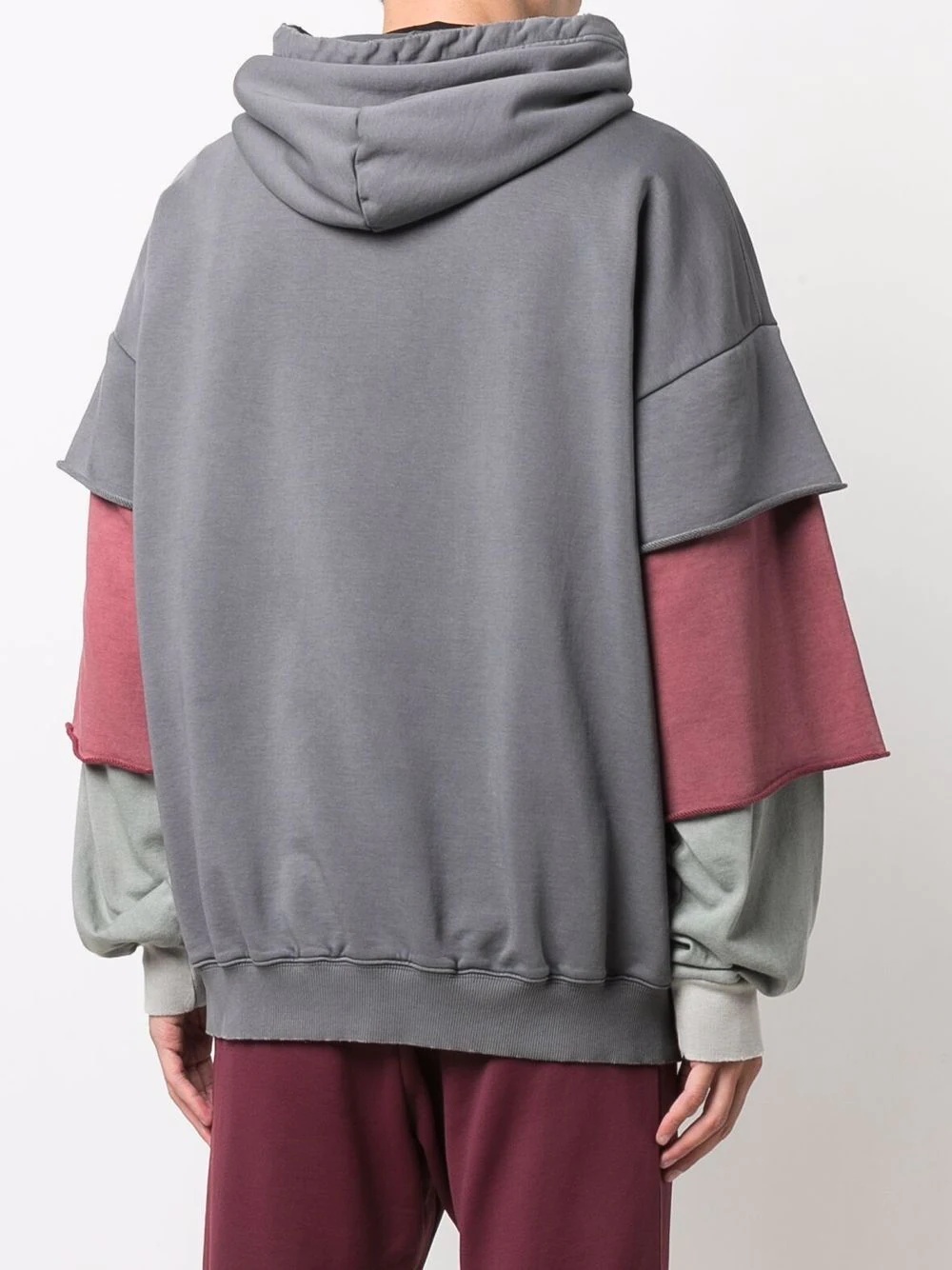 layered-sleeves cotton hoodie - 4