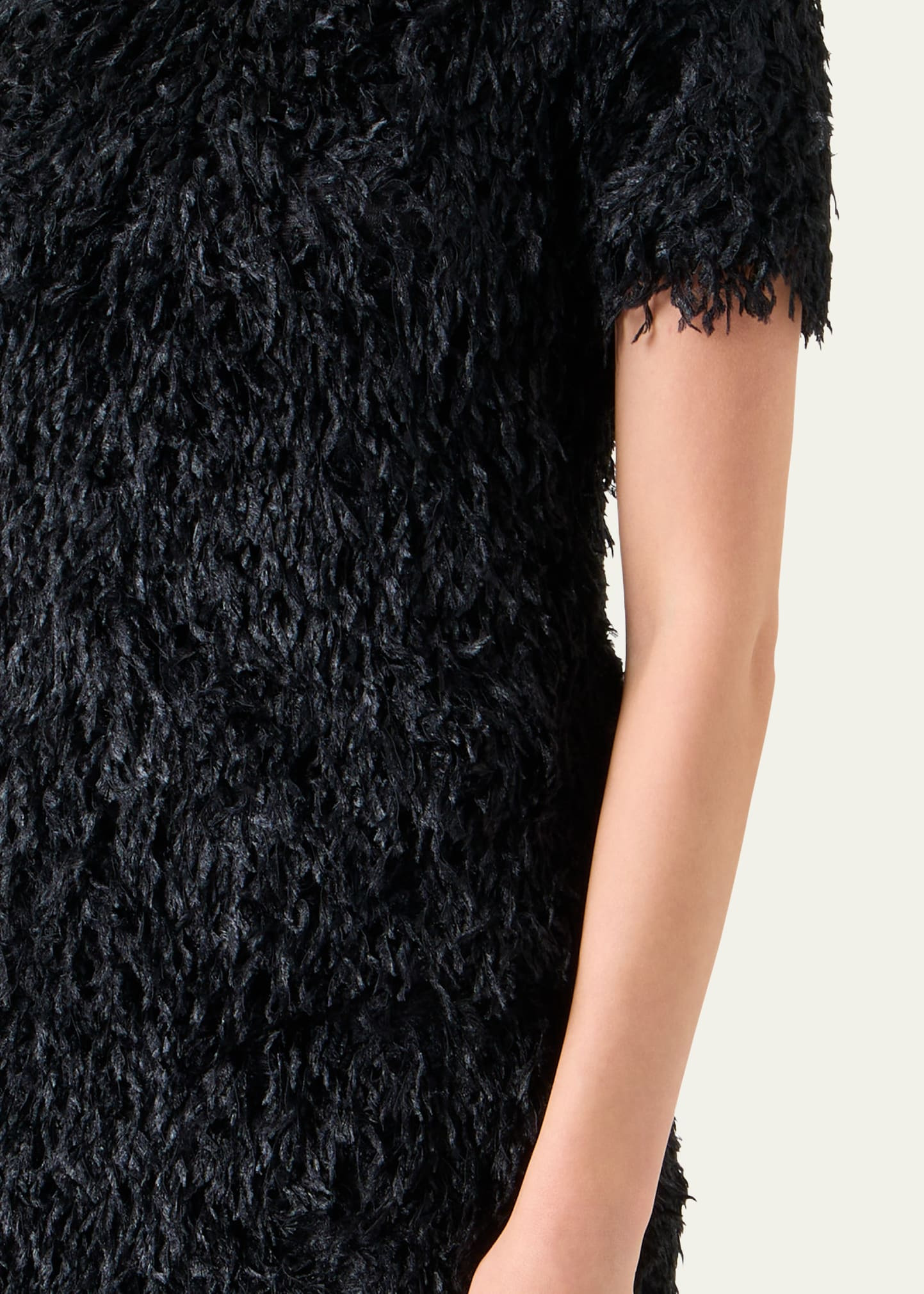 Faux-Feather Fringe Short Sleeve Blouse - 5