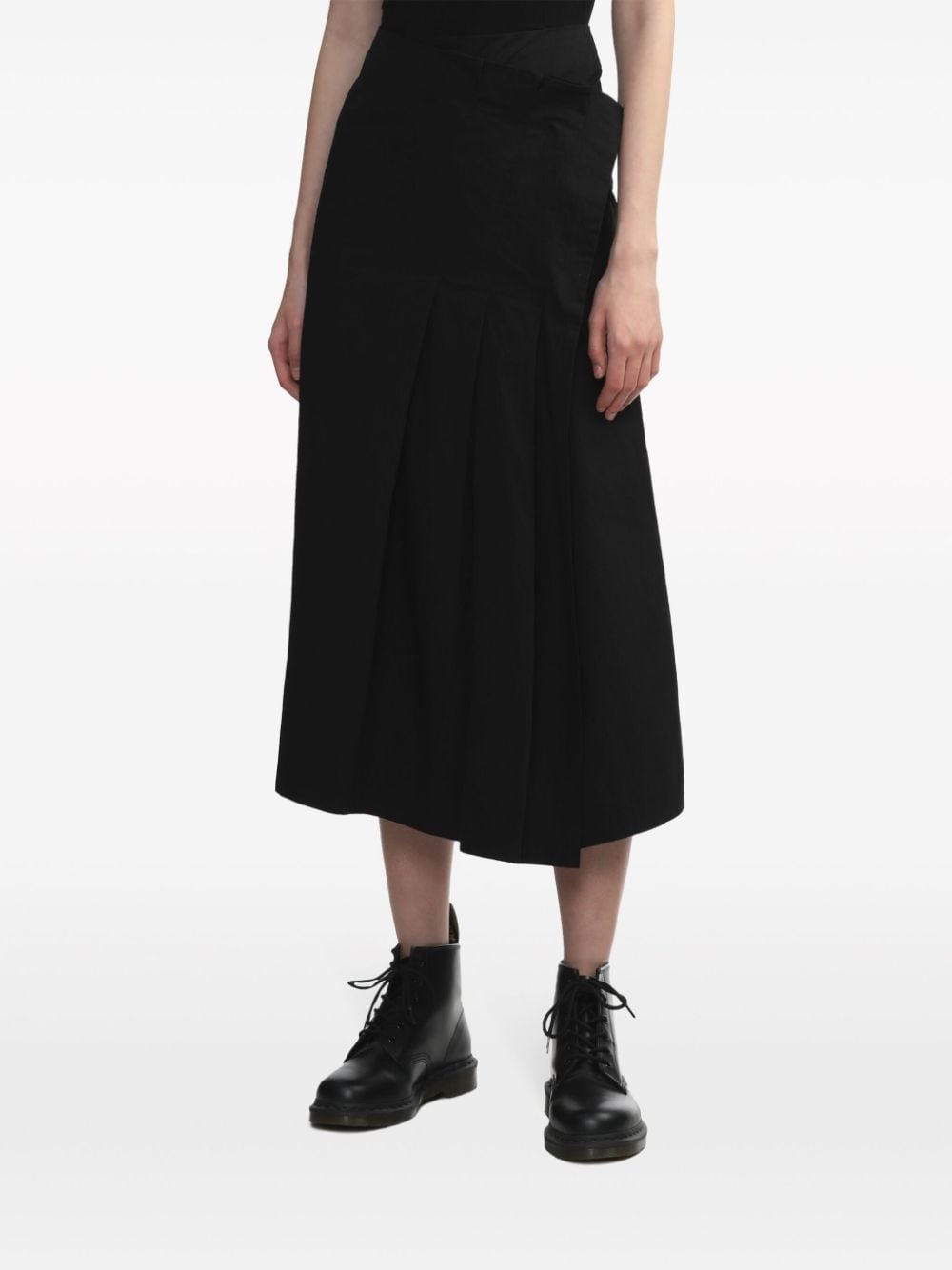 asymmetric poplin midi skirt - 3