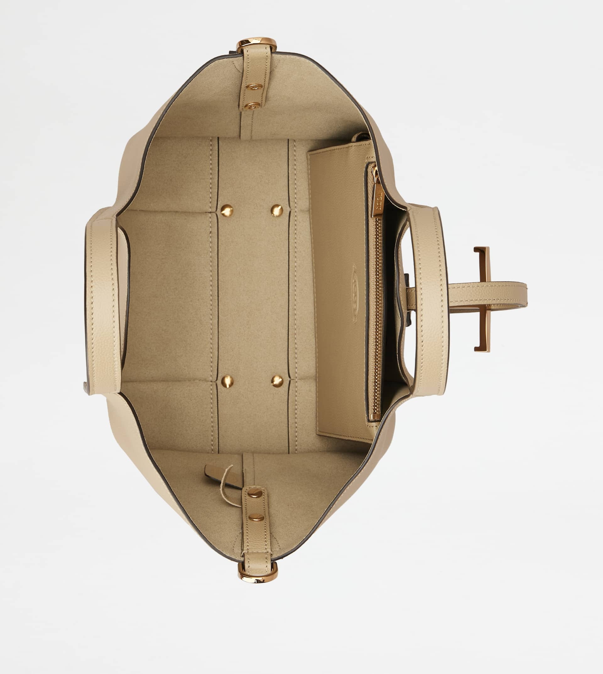 T TIMELESS SHOPPING BAG IN LEATHER MINI - BEIGE - 4