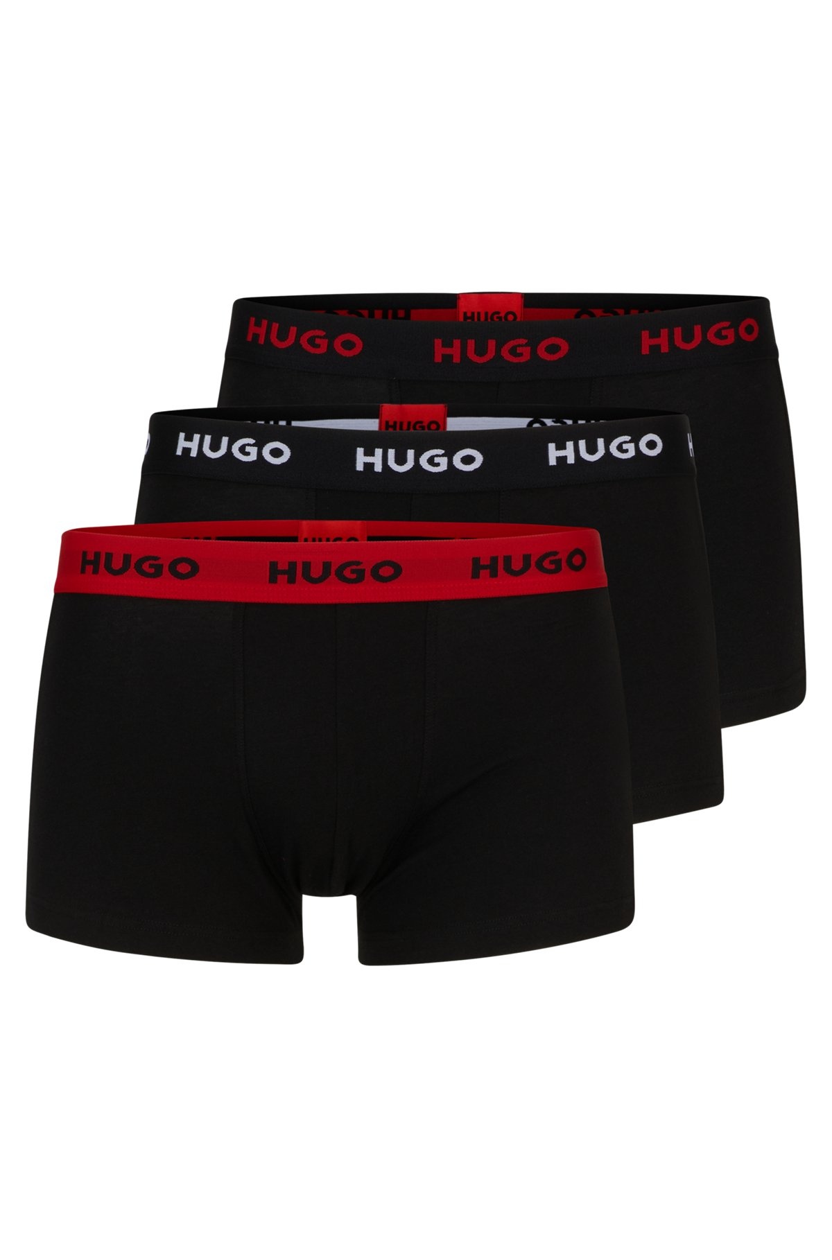 THREE-PACK OF LOGO-WAISTBAND TRUNKS IN STRETCH COTTON - 1