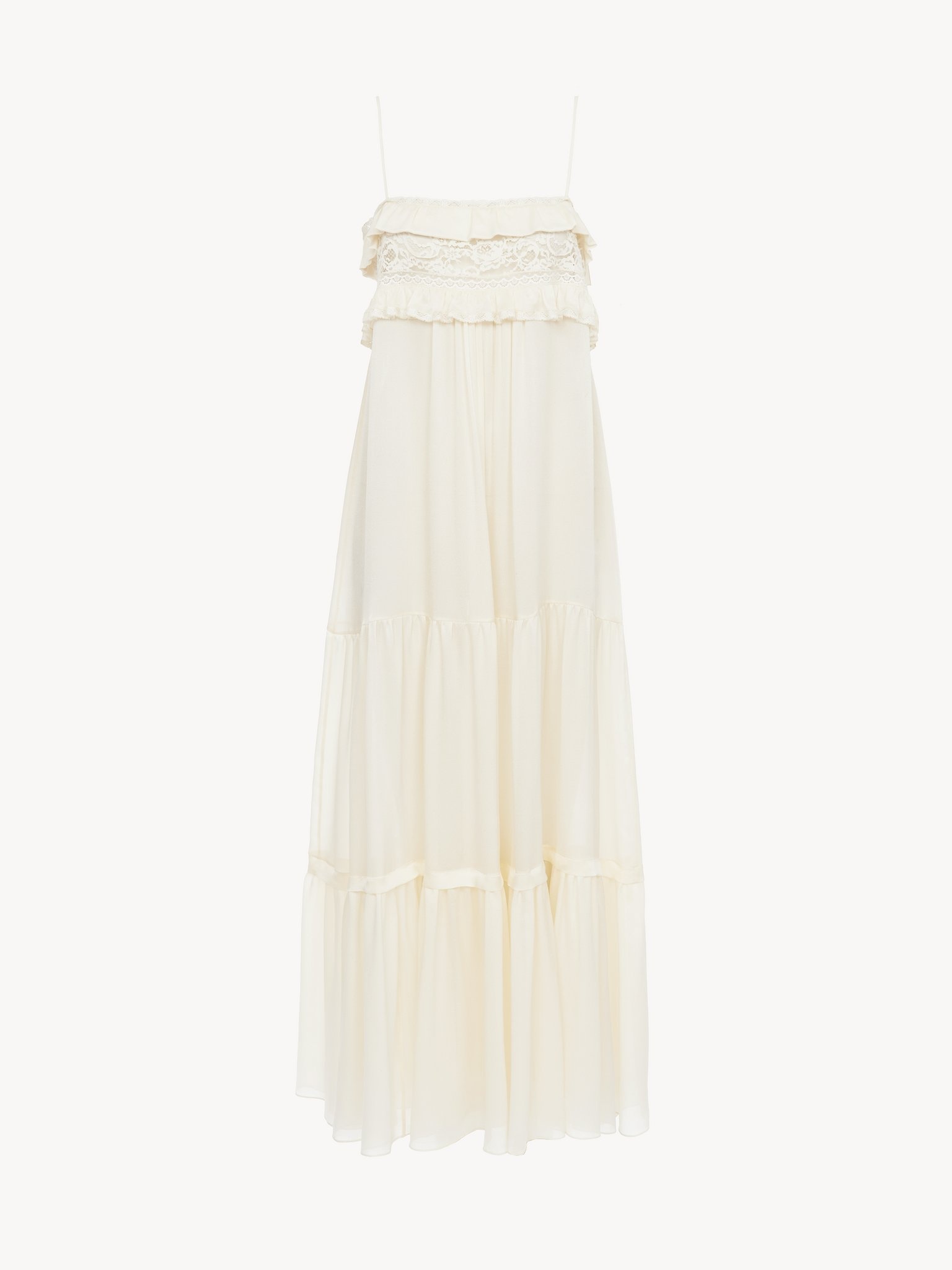 SLEEVELESS LONG DRESS IN SILK CHARMEUSE - 2