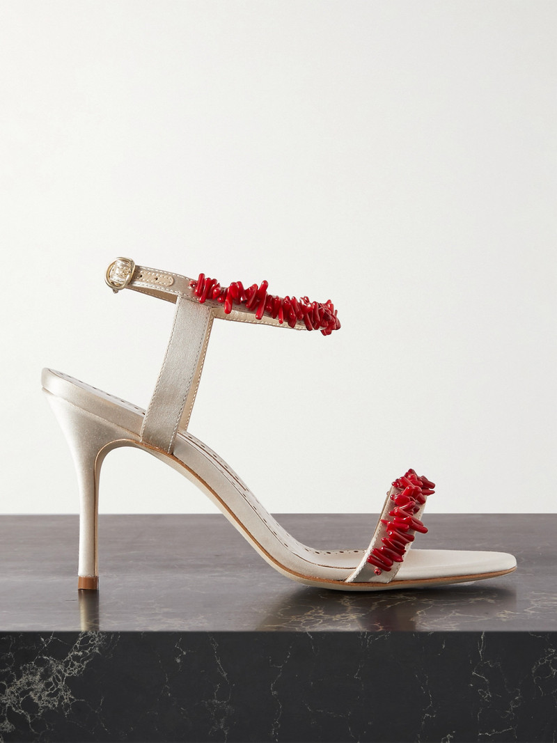 Cienzan 90 Bead-embellished Satin Sandals 1