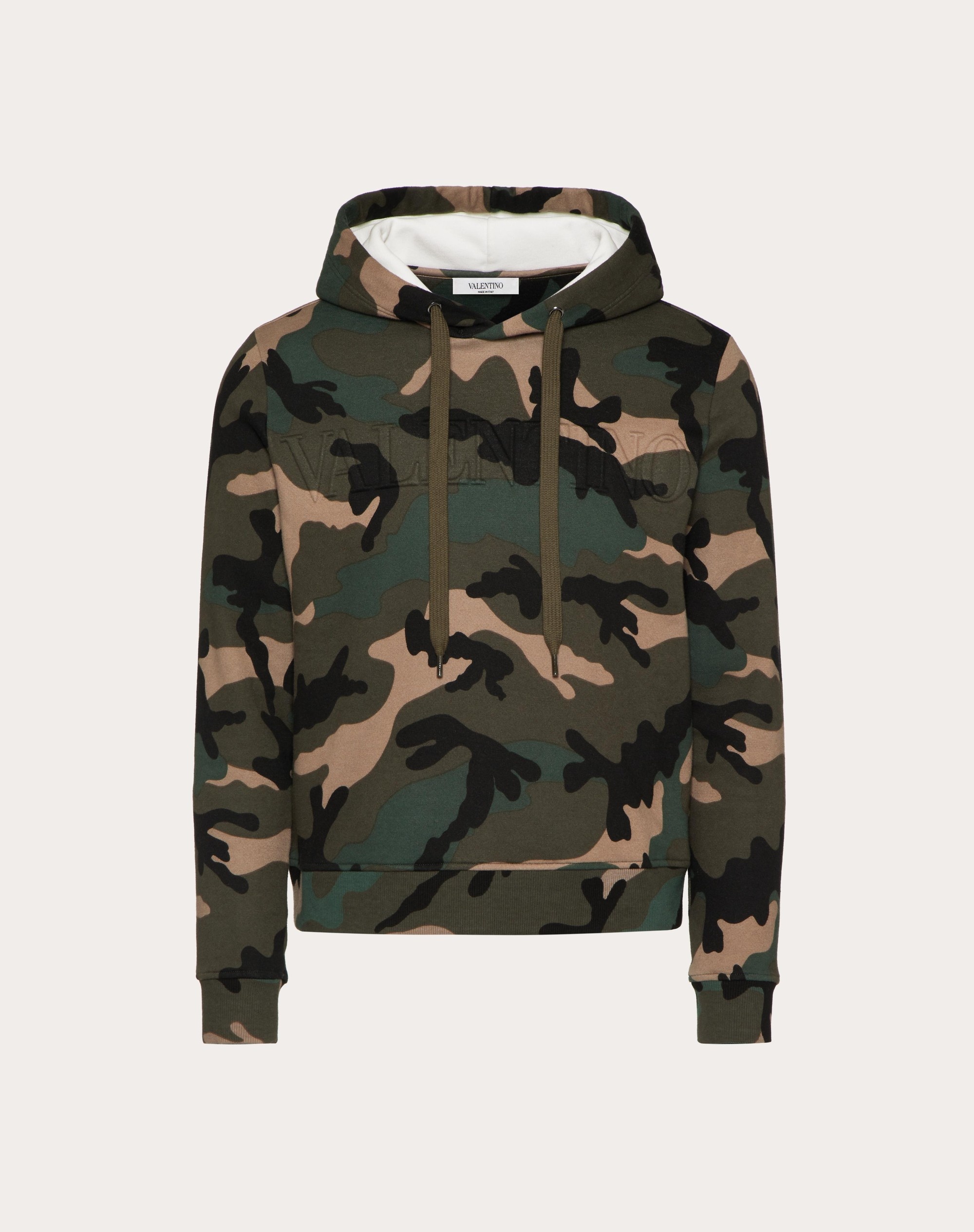 SWEATSHIRT WITH CAMOUFLAGE PRINT AND VALENTINO EMBOSSED - 1