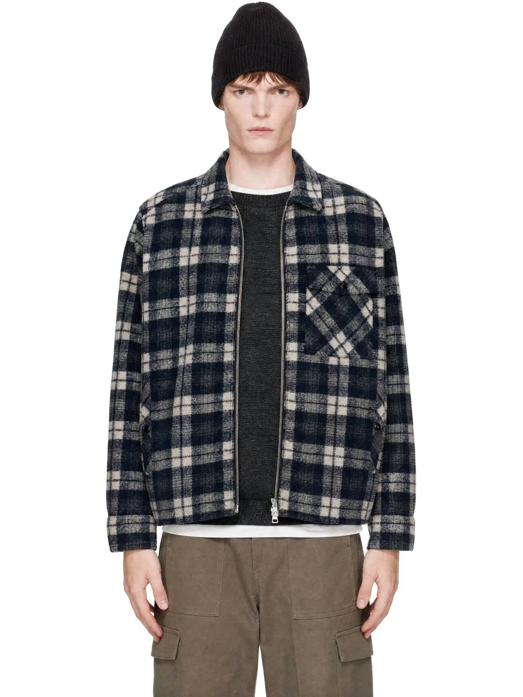 Black Check Zip Shirt - 1